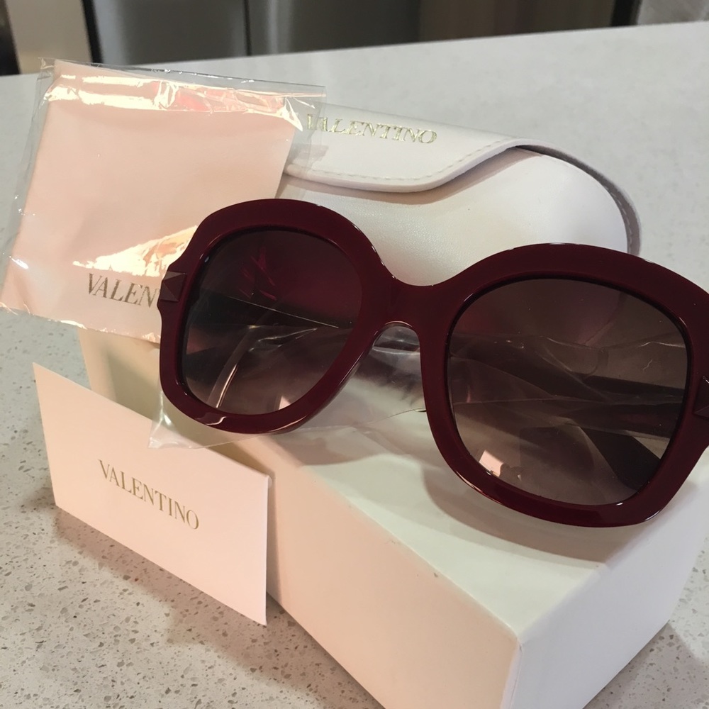 Valentino Sunnies Studded burgundy red